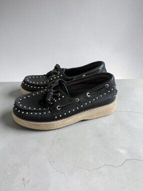SPERRY x Rebecca Minkoff Black Studded Boat Shoes Flats Size 6.5